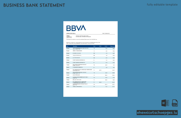 BBVA Bank – Organisationsdokument (Word- und PDF-Beispiel)